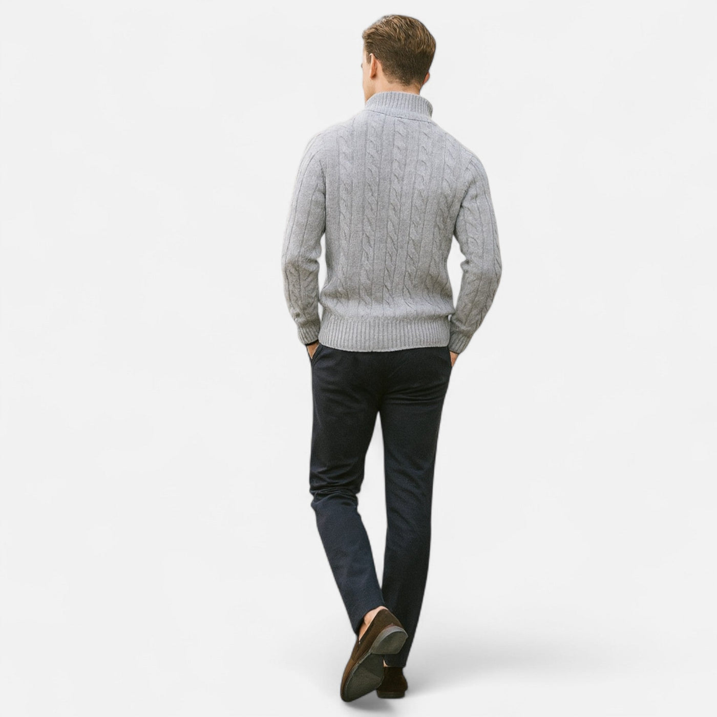 Merino Wool Half-Zip Sweater Warm Pullover