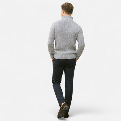 Merino Wool Half-Zip Sweater Warm Pullover