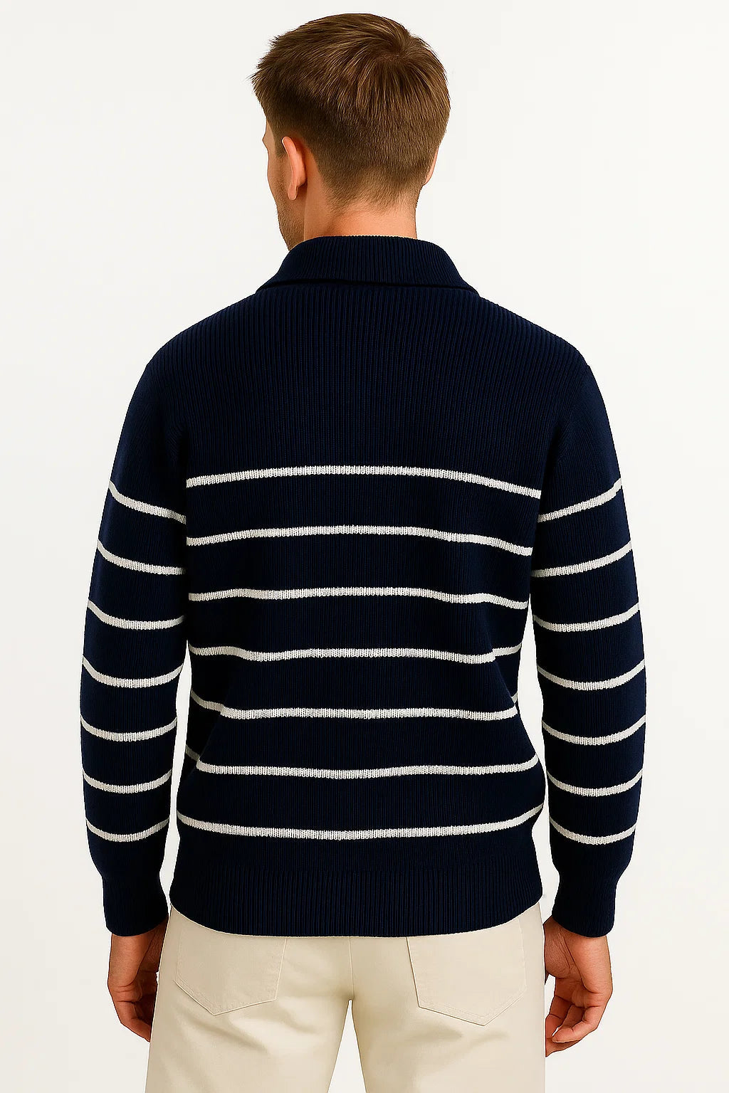 Striped Quarter-Zip Sweater