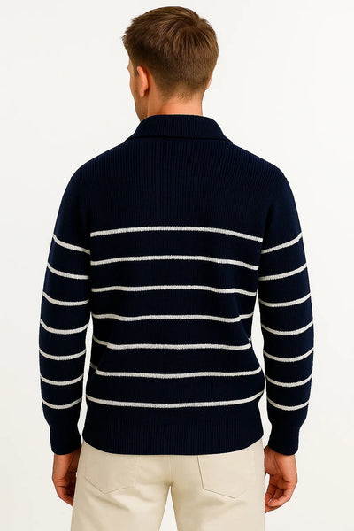 Striped Quarter-Zip Sweater