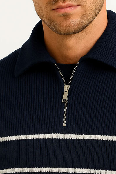 Striped Quarter-Zip Sweater