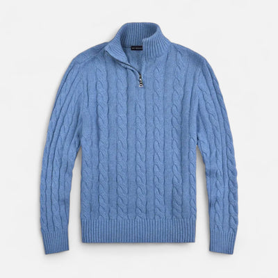 Merino Wool Half-Zip Sweater Warm Pullover