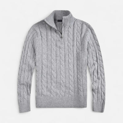 Merino Wool Half-Zip Sweater Warm Pullover