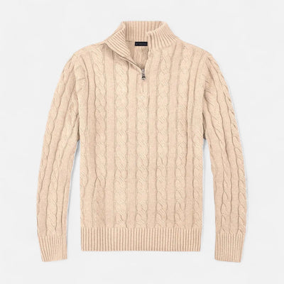 Merino Wool Half-Zip Sweater Warm Pullover