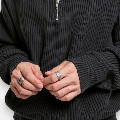 Half-Zip Sweater Warm Ribbed Pullover